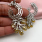 AD Yellow Stone Statement Silver Finish Earrings