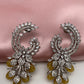 AD Yellow Stone Statement Silver Finish Earrings