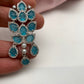 AD Color Stone Floral Design Silver Finish Earrings - Blue