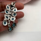 AD Color Stone Floral Design Silver Finish Earrings - Blue