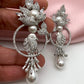 AD Pearl Bird Design Statement Silver Finish Earrings