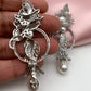 AD Pearl Bird Design Statement Silver Finish Earrings