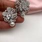 AD Pearl Statement Silver Finish Studs