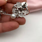 AD Pearl Statement Silver Finish Studs