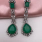 AD Doublet Stone Victorian Finish Earrings - Green