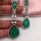 AD Doublet Stone Victorian Finish Earrings - Green