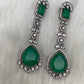 AD Doublet Stone Victorian Finish Earrings - Green