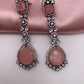 AD Doublet Stone Victorian Finish Earrings - Pink