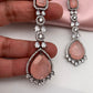 AD Doublet Stone Victorian Finish Earrings - Pink