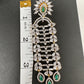 AD Baguette Color Stone Cascade Design Earrings - Green
