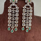 AD Baguette Color Stone Cascade Design Earrings - Green