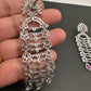 AD Baguette Color Stone Cascade Design Earrings - Red