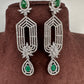 AD Color Stone Cascade Design Earrings - Green