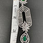 AD Color Stone Cascade Design Earrings - Green