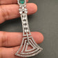 Baguette AD Color Stone Cascade Design Earrings - Green