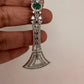 Baguette AD Color Stone Cascade Design Earrings - Green