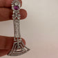 Baguette AD Color Stone Cascade Design Earrings - Red