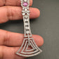 Baguette AD Color Stone Cascade Design Earrings - Red