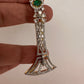 Baguette AD Emerald Green Stone Cascade Design Earrings