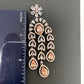 AD Color Stone Cascade Design Victorian Finish Earrings - Gold