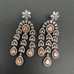 AD Color Stone Cascade Design Victorian Finish Earrings - Gold