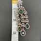 AD Color Stone Cascade Design Victorian Finish Earrings - Green