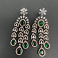 AD Color Stone Cascade Design Victorian Finish Earrings - Green