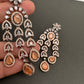 AD Color Stone Cascade Design Victorian Finish Earrings - PeachPuff