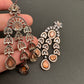 AD Color Stone Cascade Design Victorian Finish Earrings - PeachPuff