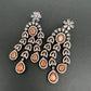 AD Color Stone Cascade Design Victorian Finish Earrings - PeachPuff
