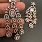 AD Color Stone Cascade Design Victorian Finish Earrings - White