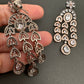 AD Color Stone Cascade Design Victorian Finish Earrings - White