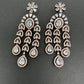 AD Color Stone Cascade Design Victorian Finish Earrings - White