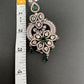 AD Color Stone Floral Design Victorian Finish Earrings - Green