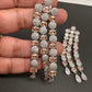 AD Color Stone Cascade Design Silver Finish Earrings - Gold