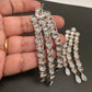 AD Color Stone Cascade Design Silver Finish Earrings - Gold