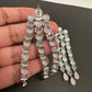 AD Color Stone Cascade Design Silver Finish Earrings - LightGreen