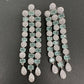 AD Color Stone Cascade Design Silver Finish Earrings - LightGreen