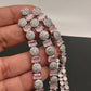 AD Color Stone Cascade Design Silver Finish Earrings - Pink