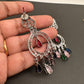 AD Color Stone Chandbali Earrings - Pink