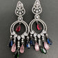 AD Color Stone Chandbali Earrings - Pink