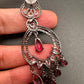 AD Color Stone Chandbali Earrings - Red