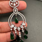 AD Color Stone Chandbali Earrings - Green