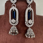 AD Color Stone Oval Cascade Jhumki Earrings - Blue