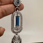 AD Color Stone Oval Cascade Jhumki Earrings - Blue