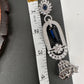 AD Color Stone Oval Cascade Jhumki Earrings - Blue