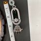 AD Color Stone Oval Cascade Jhumki Earrings - Green