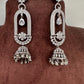 AD Color Stone Oval Cascade Jhumki Earrings - White