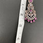 AD Color Stone Floral Design Victorian Finish Earrings - Red