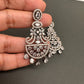 AD Color Stone Floral Design Victorian Finish Earrings - White